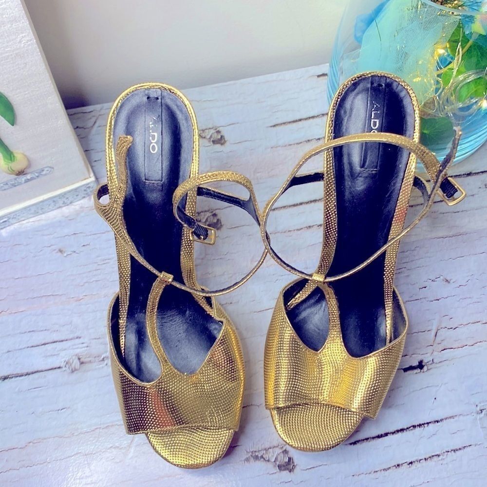 🌷ALDO🌷 GORGEOUS Gold Platform Stiletto Heels NWOT - Picture 4 of 11